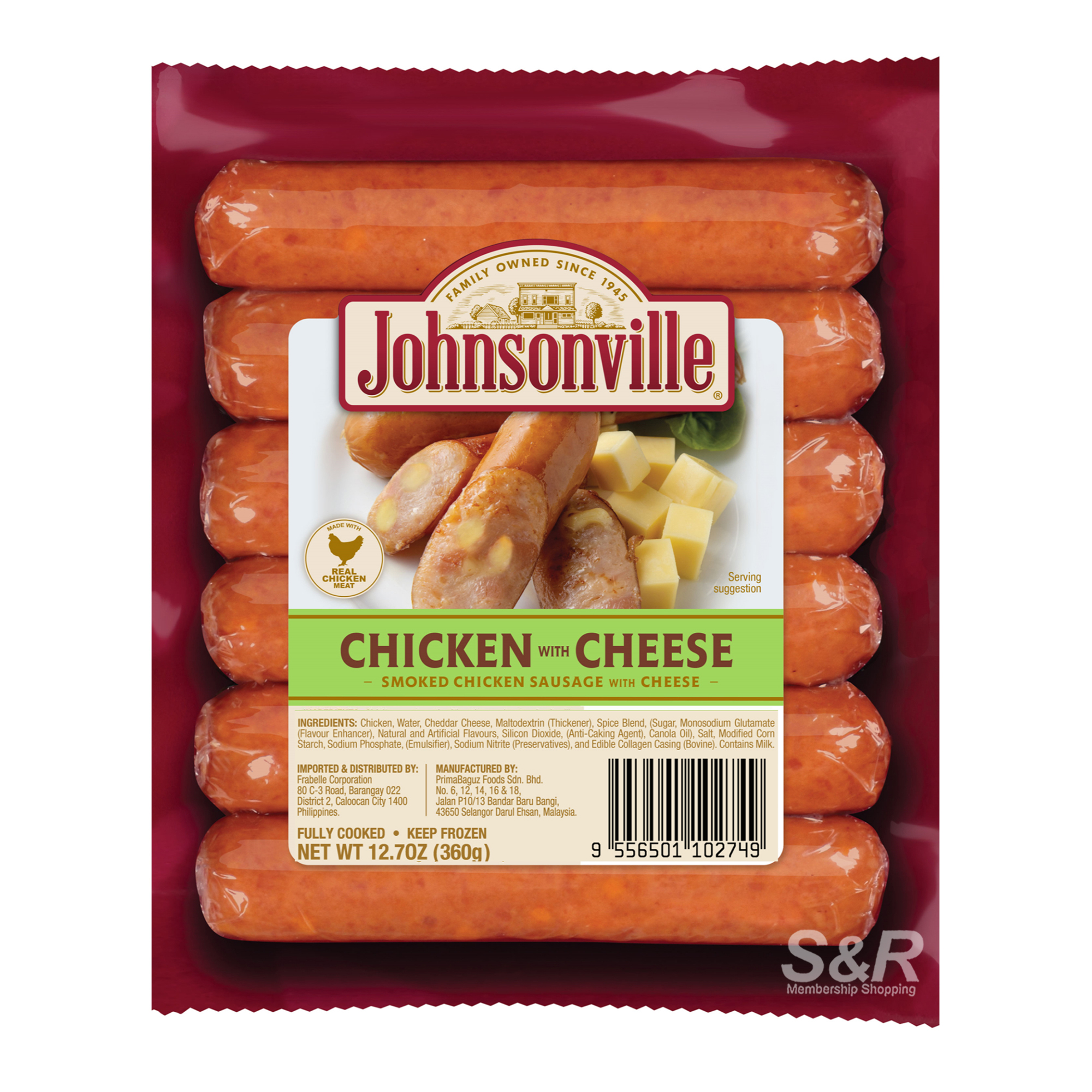 Johnsonville Chicken With Cheese Smoked Chicken Sausage 360g Johnsonville Chicken With Cheese Smoked Chicken Sausage 360g
